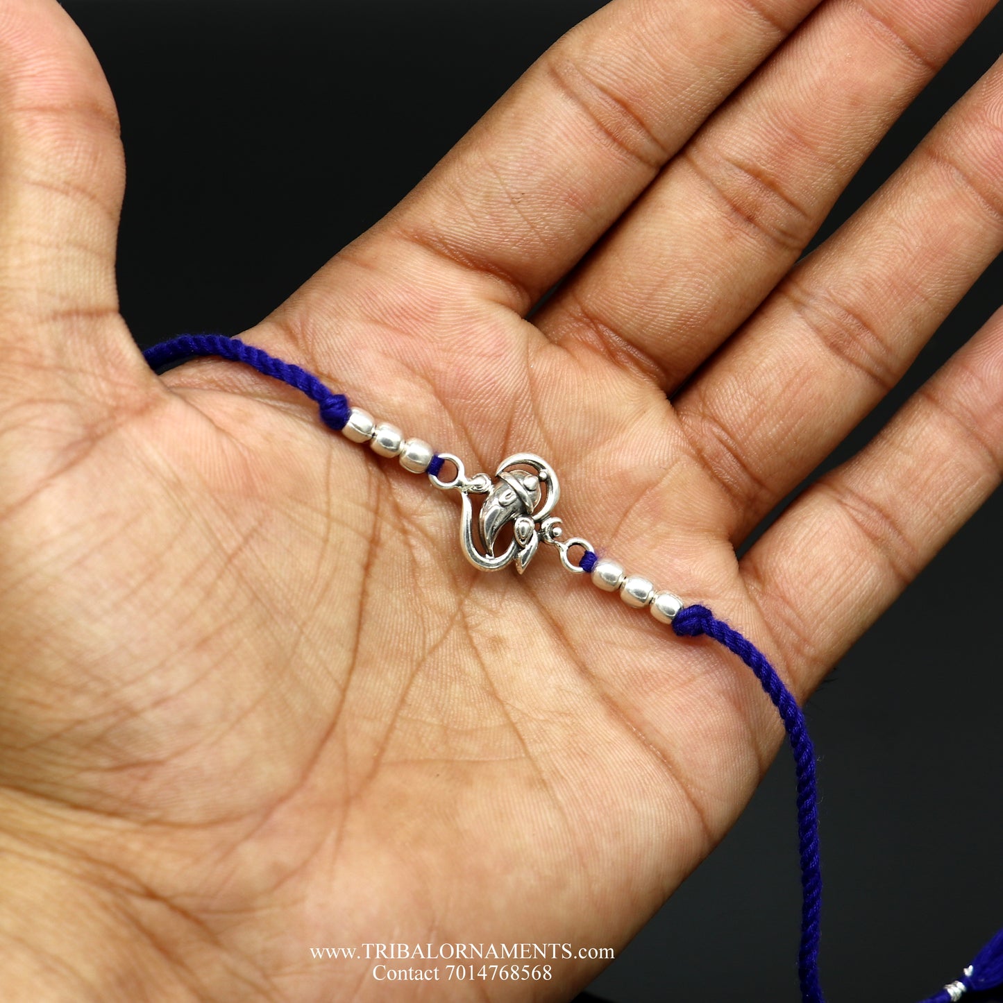 925 sterling silver handmade Ganesha  design Rakhi Bracelet, amazing stylish gift for Rakshabandhan rk76 - TRIBAL ORNAMENTS