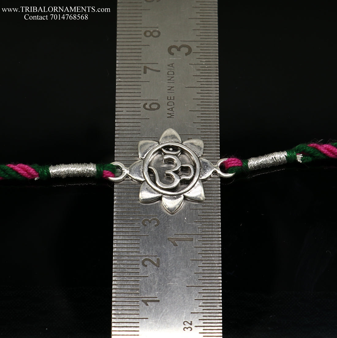 925 sterling silver handmade AUM design Rakhi Bracelet, amazing stylish gift for Rakshabandhan rk79 - TRIBAL ORNAMENTS