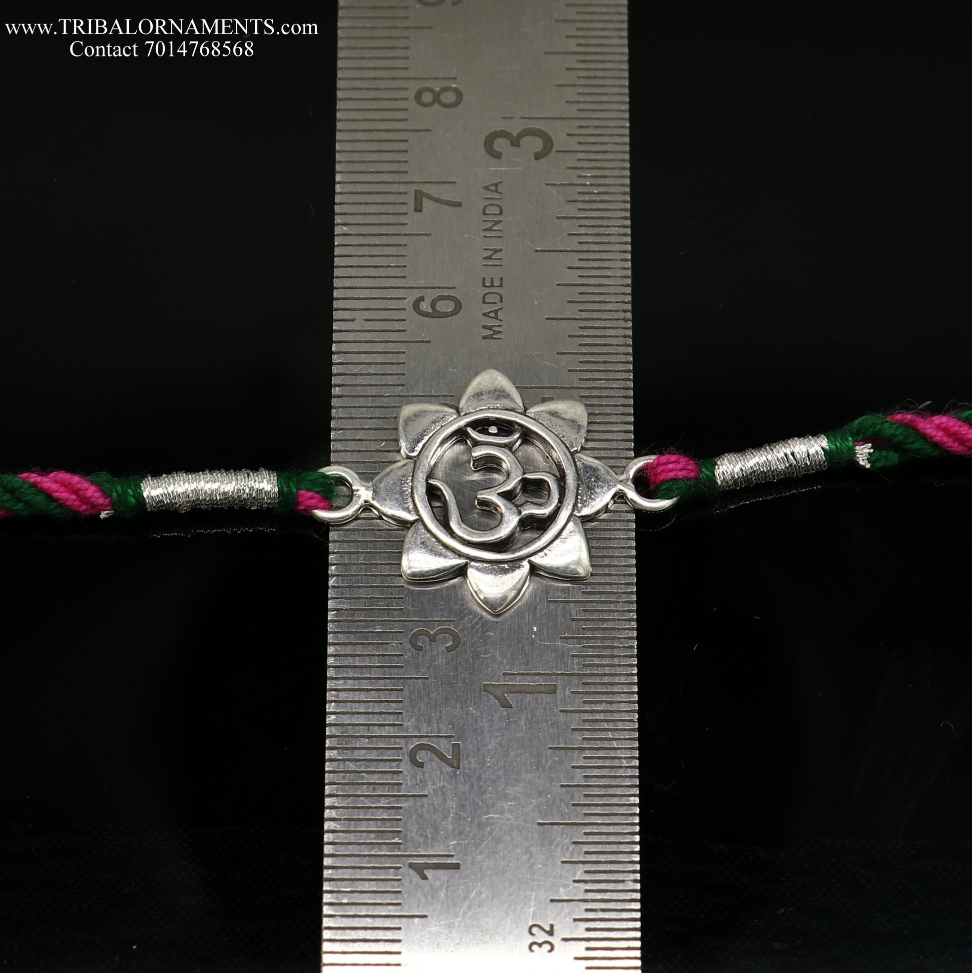 925 sterling silver handmade AUM design Rakhi Bracelet, amazing stylish gift for Rakshabandhan rk79 - TRIBAL ORNAMENTS