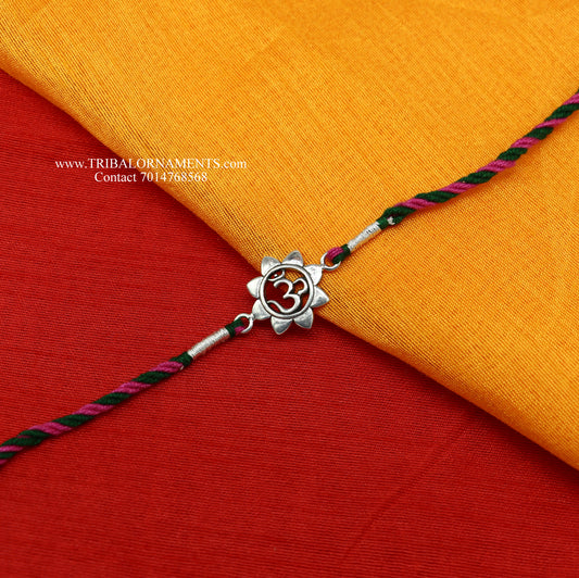 925 sterling silver handmade AUM design Rakhi Bracelet, amazing stylish gift for Rakshabandhan rk79 - TRIBAL ORNAMENTS