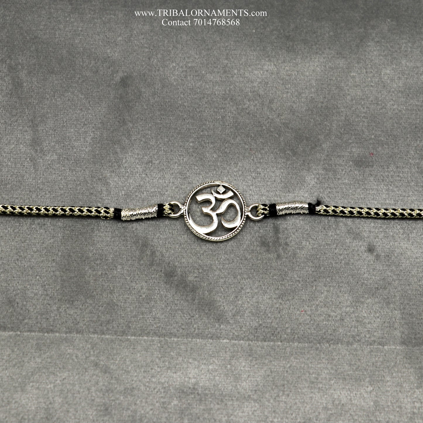 925 sterling silver handmade AUM design Rakhi Bracelet, amazing stylish gift for Rakshabandhan rk80 - TRIBAL ORNAMENTS