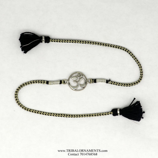 925 sterling silver handmade AUM design Rakhi Bracelet, amazing stylish gift for Rakshabandhan rk80 - TRIBAL ORNAMENTS
