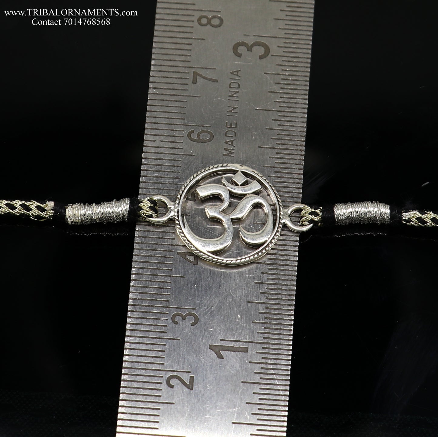 925 sterling silver handmade AUM design Rakhi Bracelet, amazing stylish gift for Rakshabandhan rk80 - TRIBAL ORNAMENTS