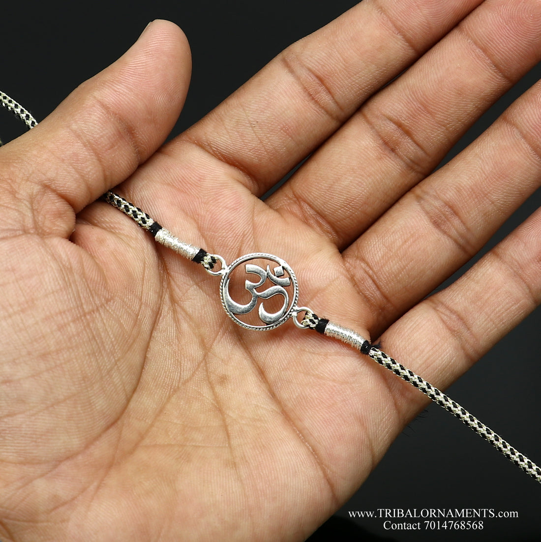 925 sterling silver handmade AUM design Rakhi Bracelet, amazing stylish gift for Rakshabandhan rk80 - TRIBAL ORNAMENTS