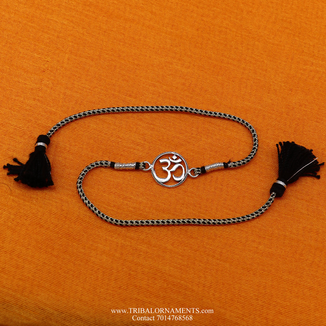 925 sterling silver handmade AUM design Rakhi Bracelet, amazing stylish gift for Rakshabandhan rk80 - TRIBAL ORNAMENTS