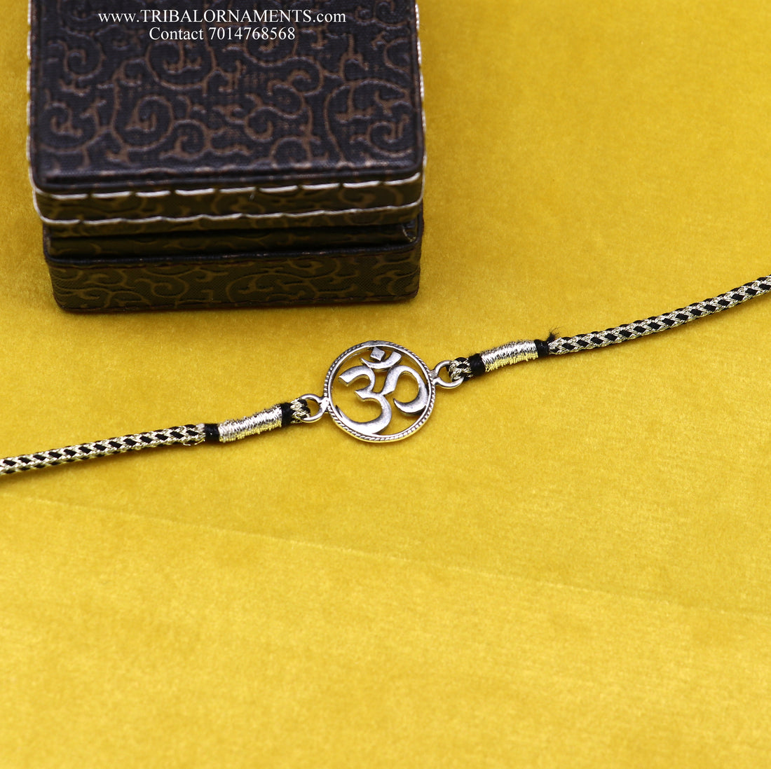 925 sterling silver handmade AUM design Rakhi Bracelet, amazing stylish gift for Rakshabandhan rk80 - TRIBAL ORNAMENTS