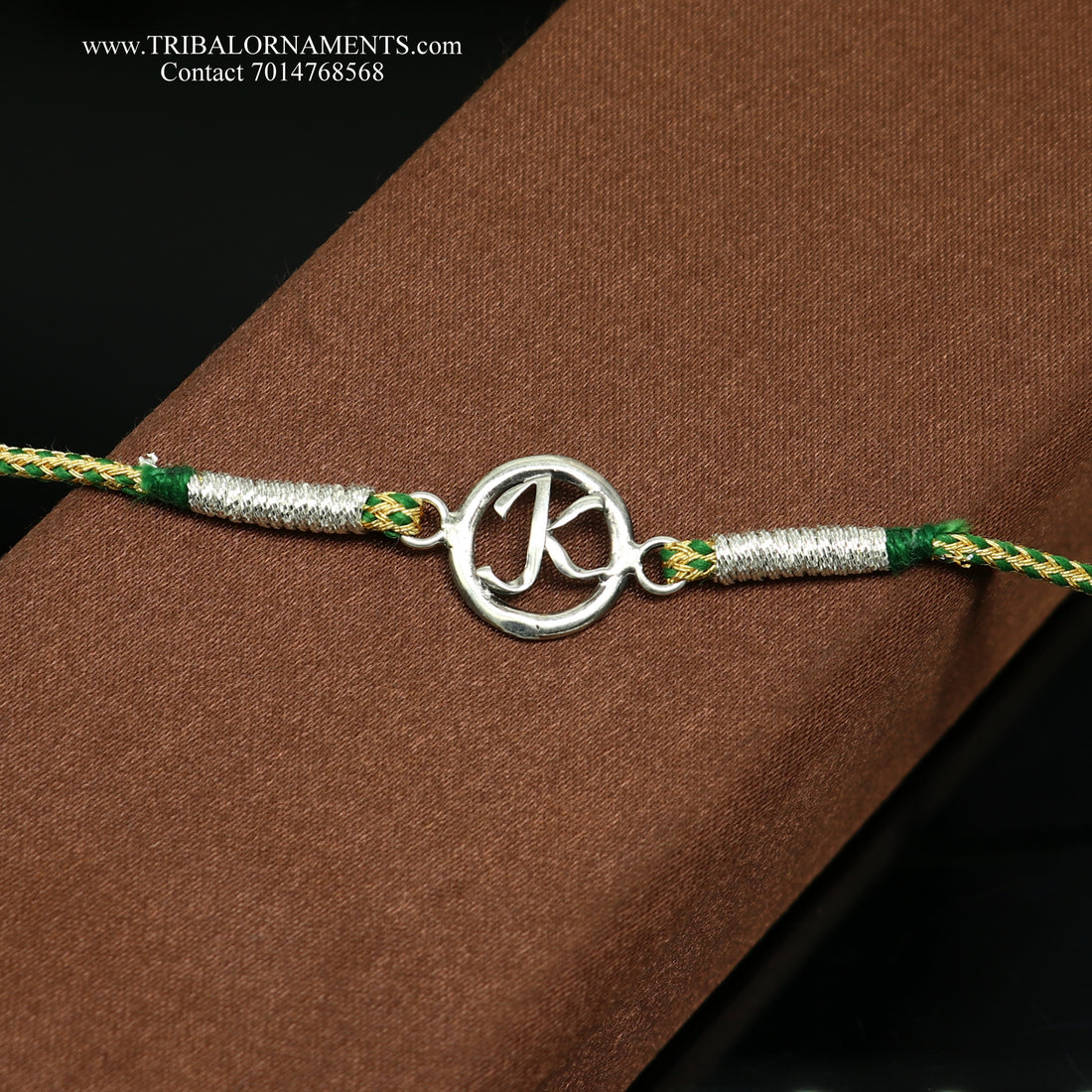 925 sterling silver handmade K letter design Rakhi Bracelet, amazing stylish gift for Rakshabandhan rk82 - TRIBAL ORNAMENTS