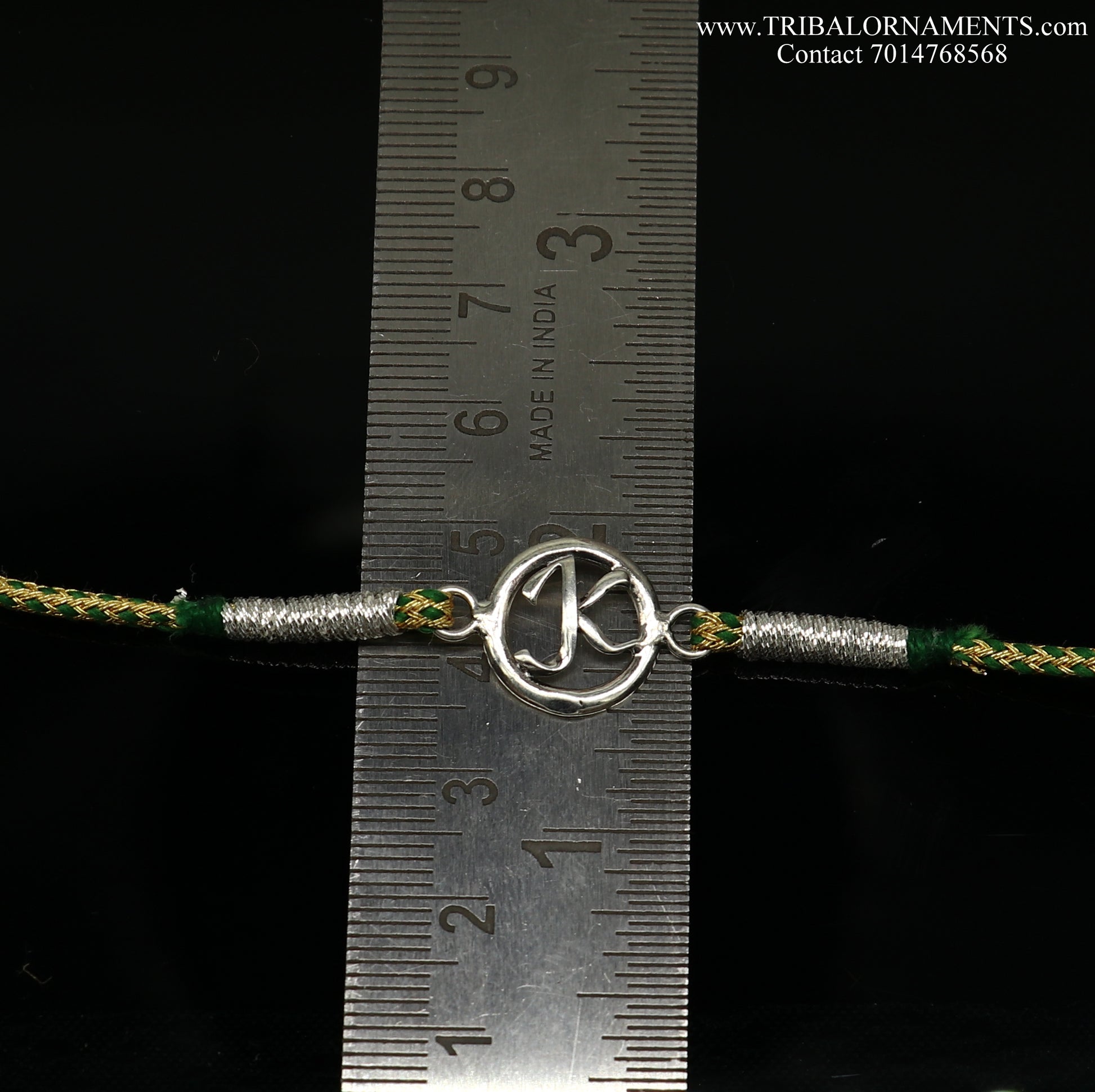 925 sterling silver handmade K letter design Rakhi Bracelet, amazing stylish gift for Rakshabandhan rk82 - TRIBAL ORNAMENTS