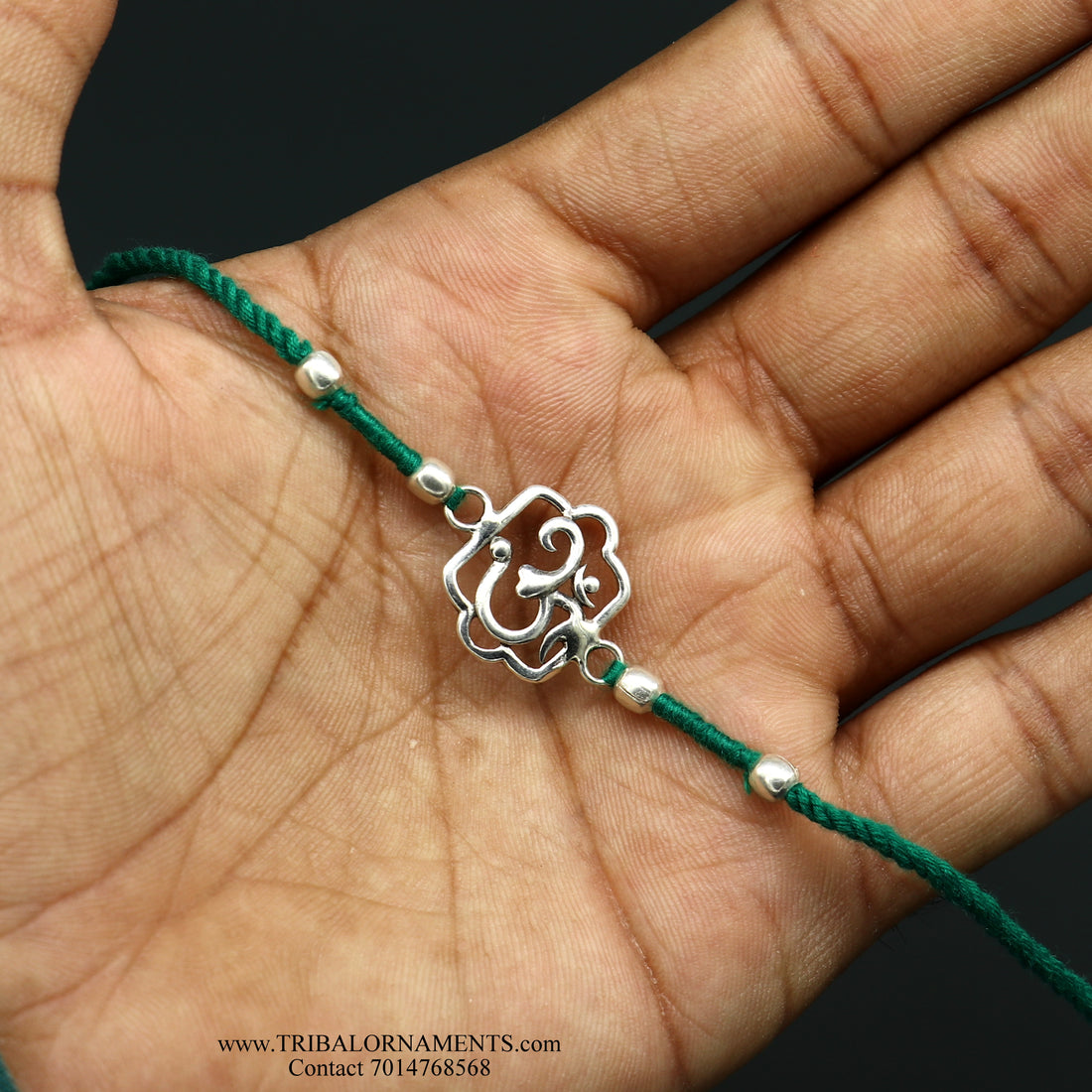 925 sterling silver handmade AUM design Rakhi Bracelet, amazing stylish gift for Rakshabandhan rk92 - TRIBAL ORNAMENTS