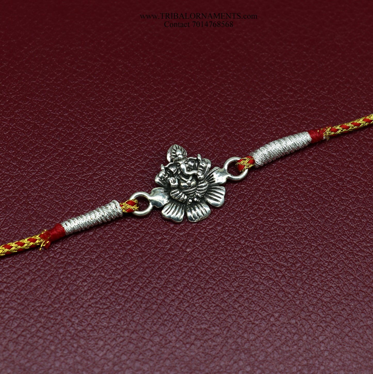 925 sterling silver handmade Ganesha design Rakhi Bracelet, amazing stylish gift for Rakshabandhan rk93 - TRIBAL ORNAMENTS