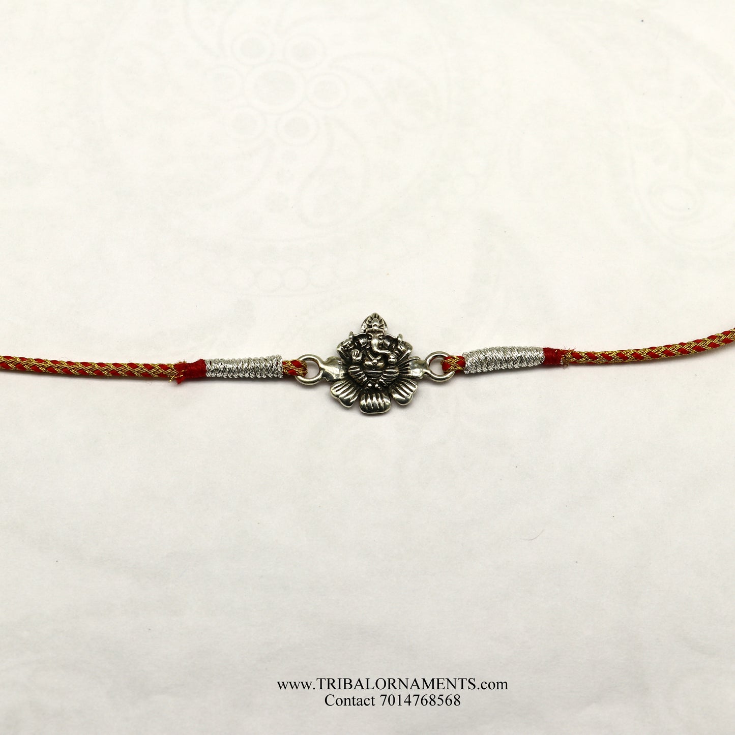 925 sterling silver handmade Ganesha design Rakhi Bracelet, amazing stylish gift for Rakshabandhan rk93 - TRIBAL ORNAMENTS