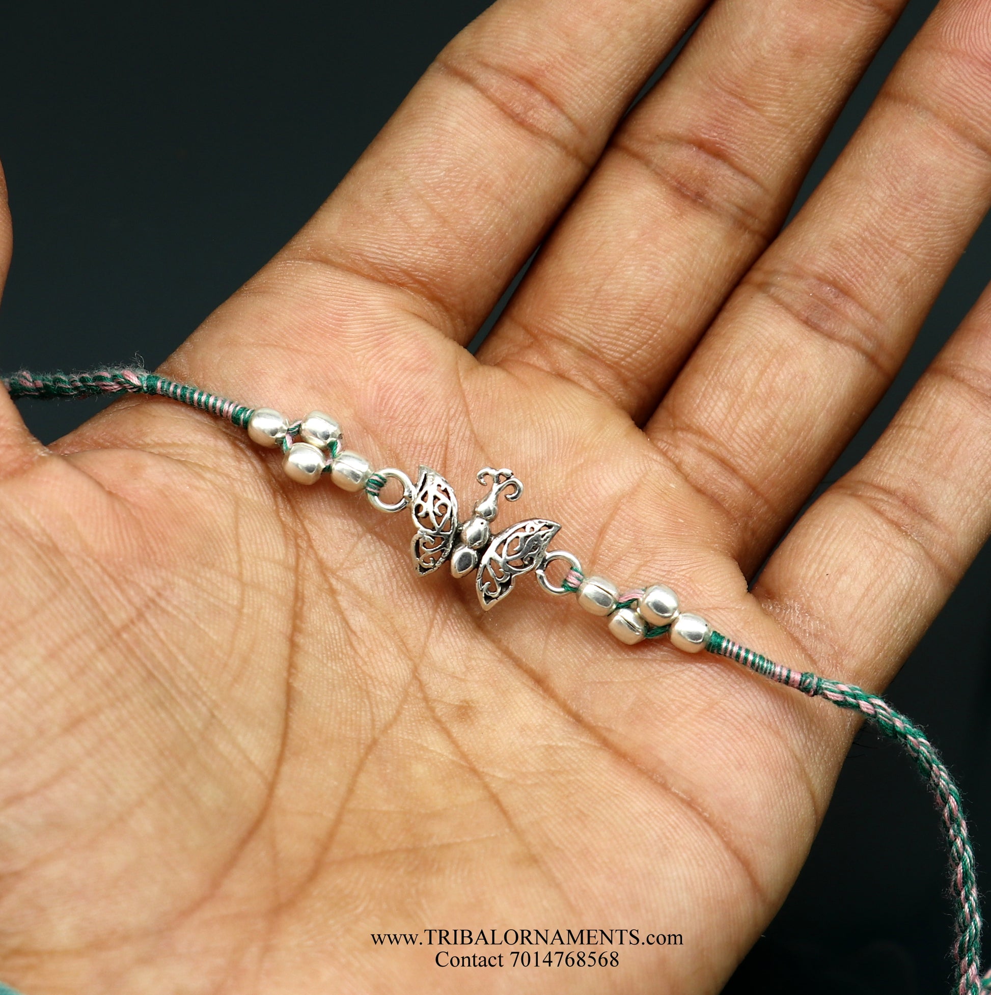 925 sterling silver handmade beautiful Butterfly design Rakhi Bracelet, amazing stylish gift for Rakshabandhan rk97 - TRIBAL ORNAMENTS