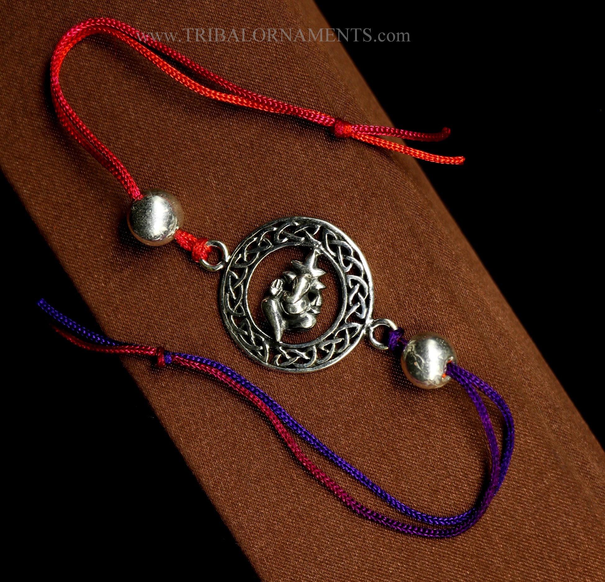 925 sterling silver handmade beautiful Ganesha design Rakhi Bracelet, amazing stylish gift for Rakshabandhan rk116 - TRIBAL ORNAMENTS