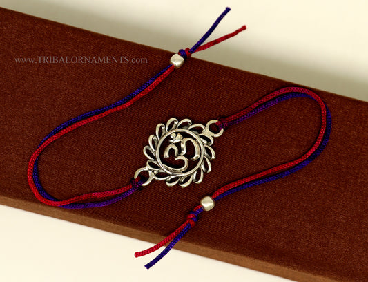 925 sterling silver handmade beautiful AUM design Rakhi Bracelet, amazing stylish gift for Rakshabandhan rk117 - TRIBAL ORNAMENTS