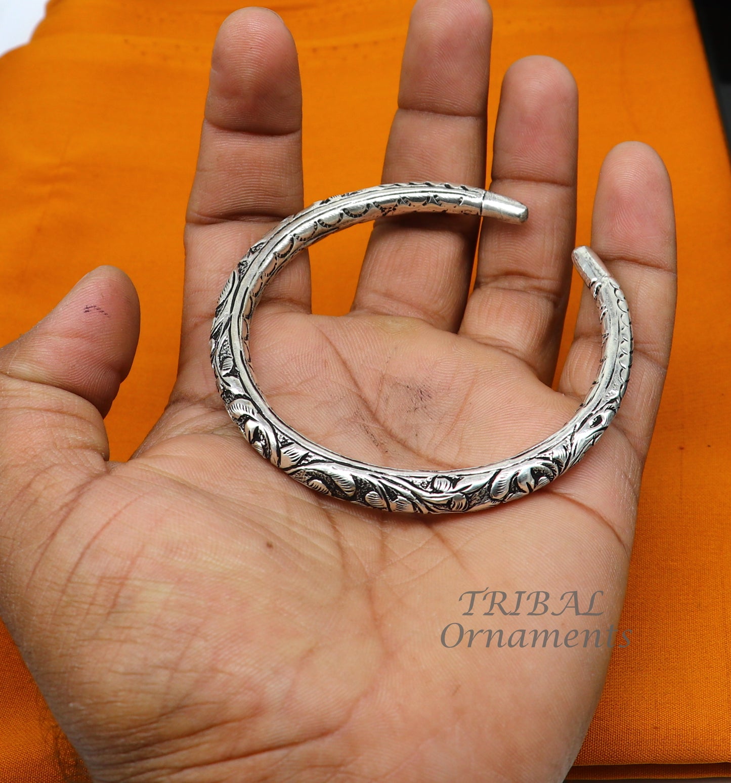Exclusive oxidized design 925 sterling silver chitai nakshi work handmade unisex cuff bangle bracelet kada, best gifting jewelry nssk764 - TRIBAL ORNAMENTS