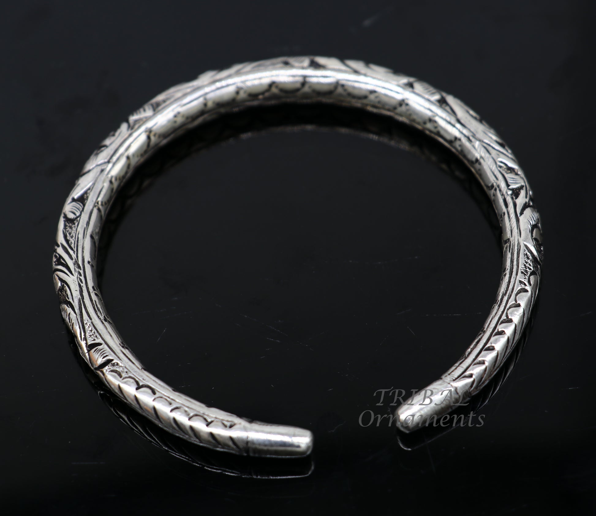 Exclusive oxidized design 925 sterling silver chitai nakshi work handmade unisex cuff bangle bracelet kada, best gifting jewelry nssk764 - TRIBAL ORNAMENTS