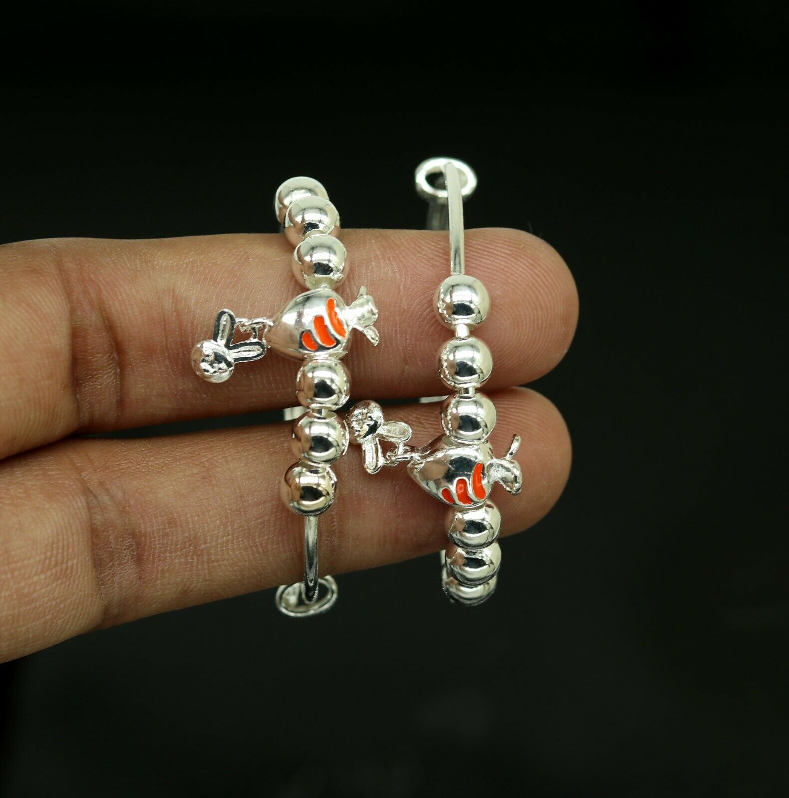 925 sterling silver adjustable charm bangle bracelet kada unisex kids baby bbk23 - TRIBAL ORNAMENTS