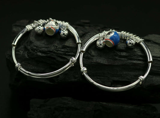 925 sterling silver adjustable charm bangle bracelet kada unisex kids baby bbk33 - TRIBAL ORNAMENTS