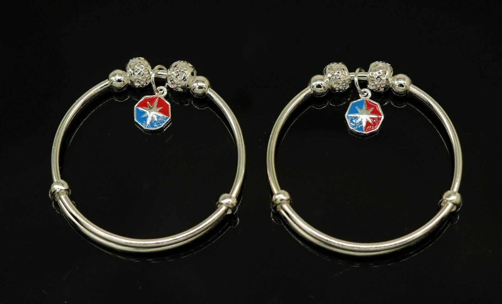 Round 925 Sterling Silver Bangle Bracelet 7 cm | eBay