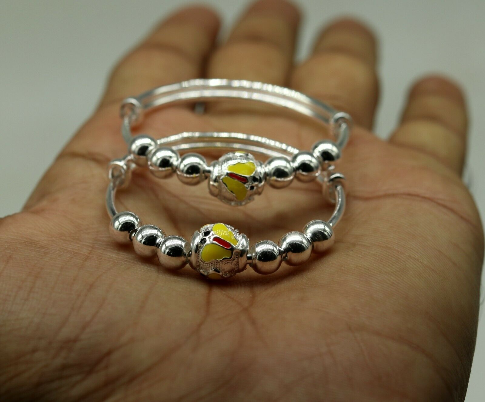 925 sterling silver adjustable charm bangle bracelet kada unisex kids baby bbk39 - TRIBAL ORNAMENTS