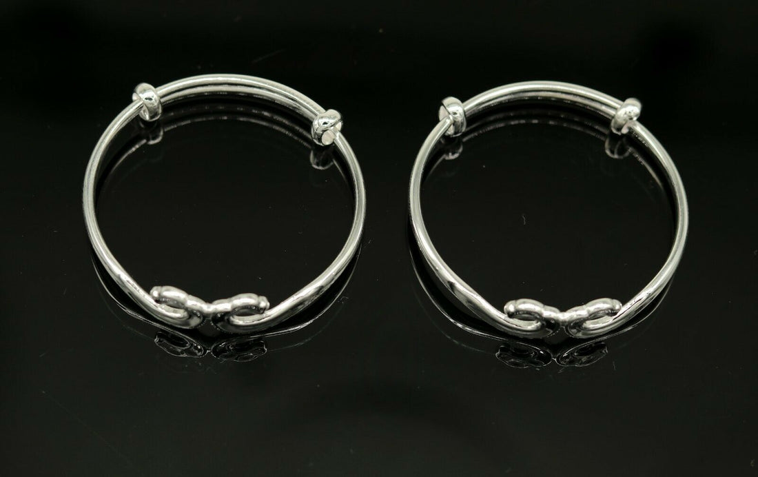 925 sterling silver adjustable charm bangle bracelet kada unisex kids baby bbk52 - TRIBAL ORNAMENTS