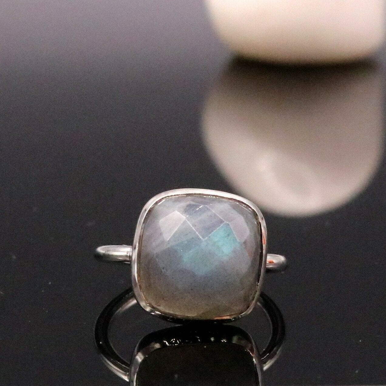 BLUE FIRE LABRADORITE STONE SOLID SILVER 925 RING BAND WEDDING ANNIVERSARY sr120 - TRIBAL ORNAMENTS