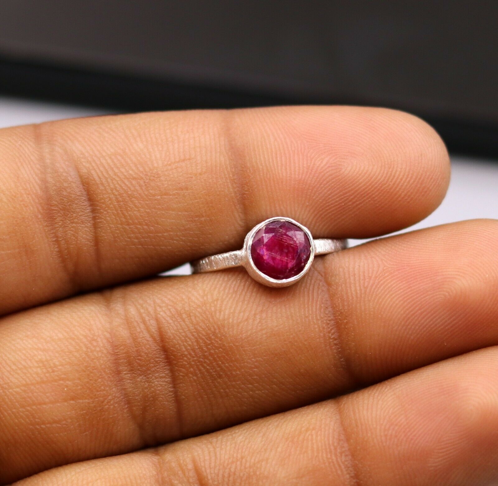 Ruby Gemstone with Pure Silver Ring Buy online