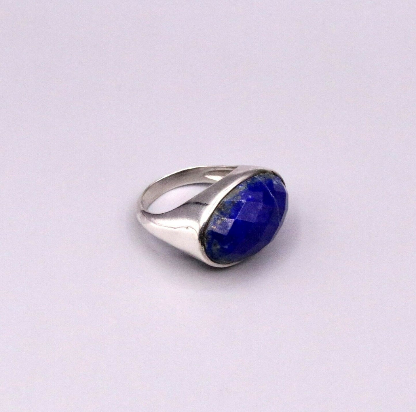 SIMULATED SAPPHIRE STONE 925 SOLID SILVER UNISEX RING BAND INDIA JEWELRY sr88 - TRIBAL ORNAMENTS