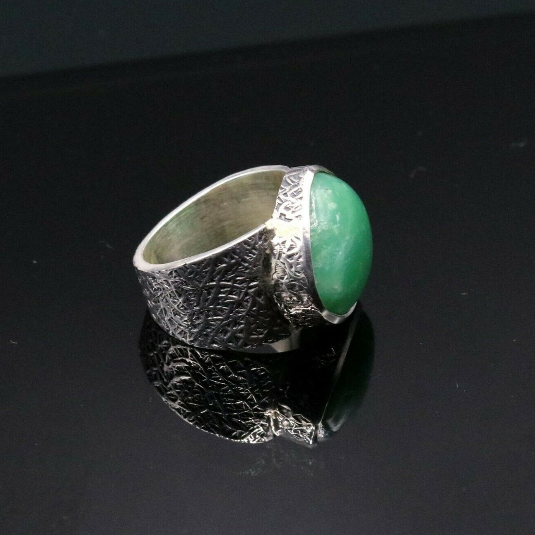 GREEN ONYX STONE CLASSIC 925 SOLID SILVER UNISEX RING BAND INDIA JEWELRY sr89 - TRIBAL ORNAMENTS