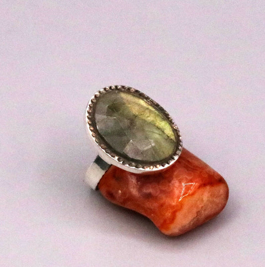 FABULOUS LABRADORITE 925 SOLID SILVER UNISEX ANTIQUE DESIGN RING BAND GIFT sr92 - TRIBAL ORNAMENTS