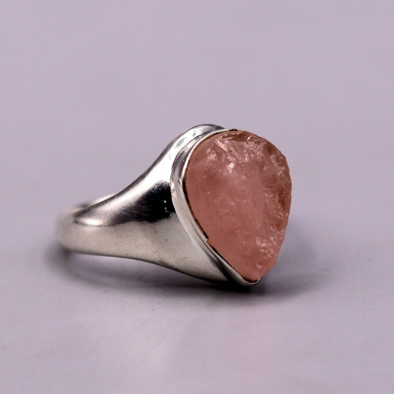 PINK ROSE QUARTZ FABULOUS 925 STERLING SILVER HANDMADE TILAK SHAPE RING sr101 - TRIBAL ORNAMENTS