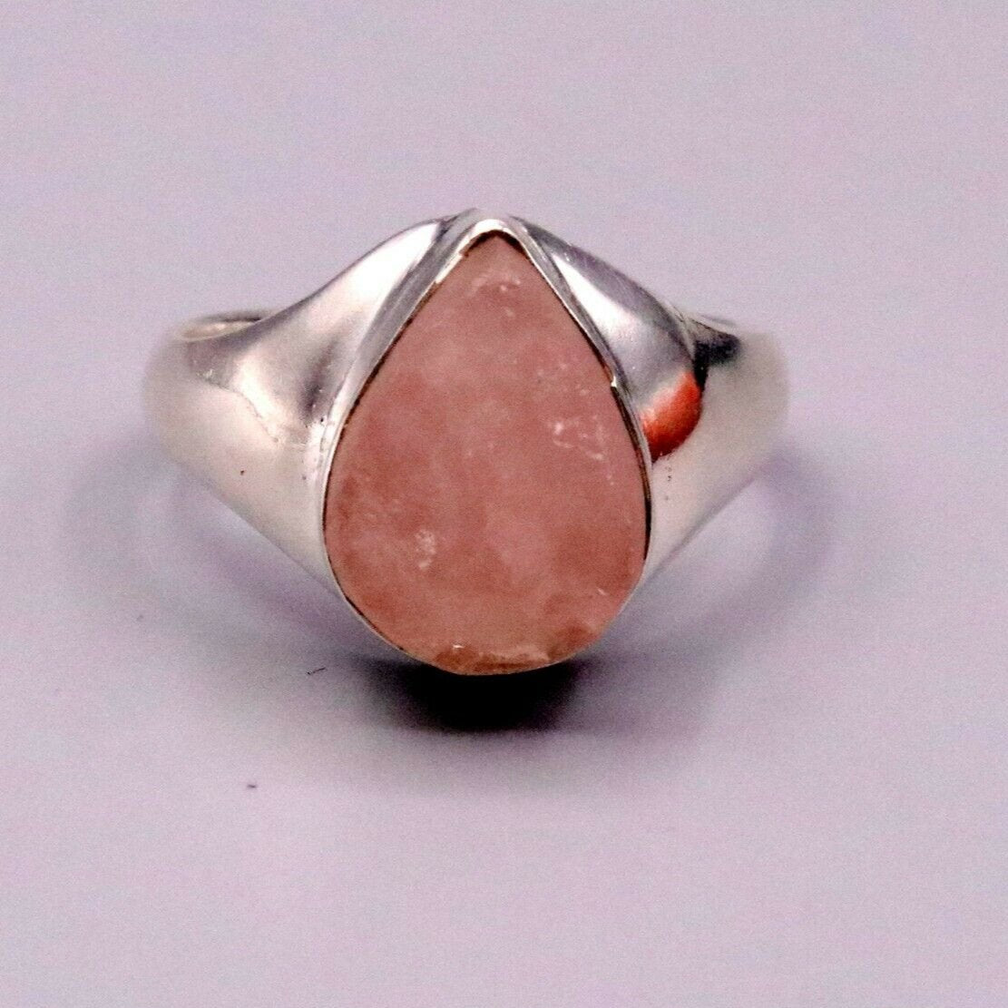 PINK ROSE QUARTZ FABULOUS 925 STERLING SILVER HANDMADE TILAK SHAPE RING sr101 - TRIBAL ORNAMENTS