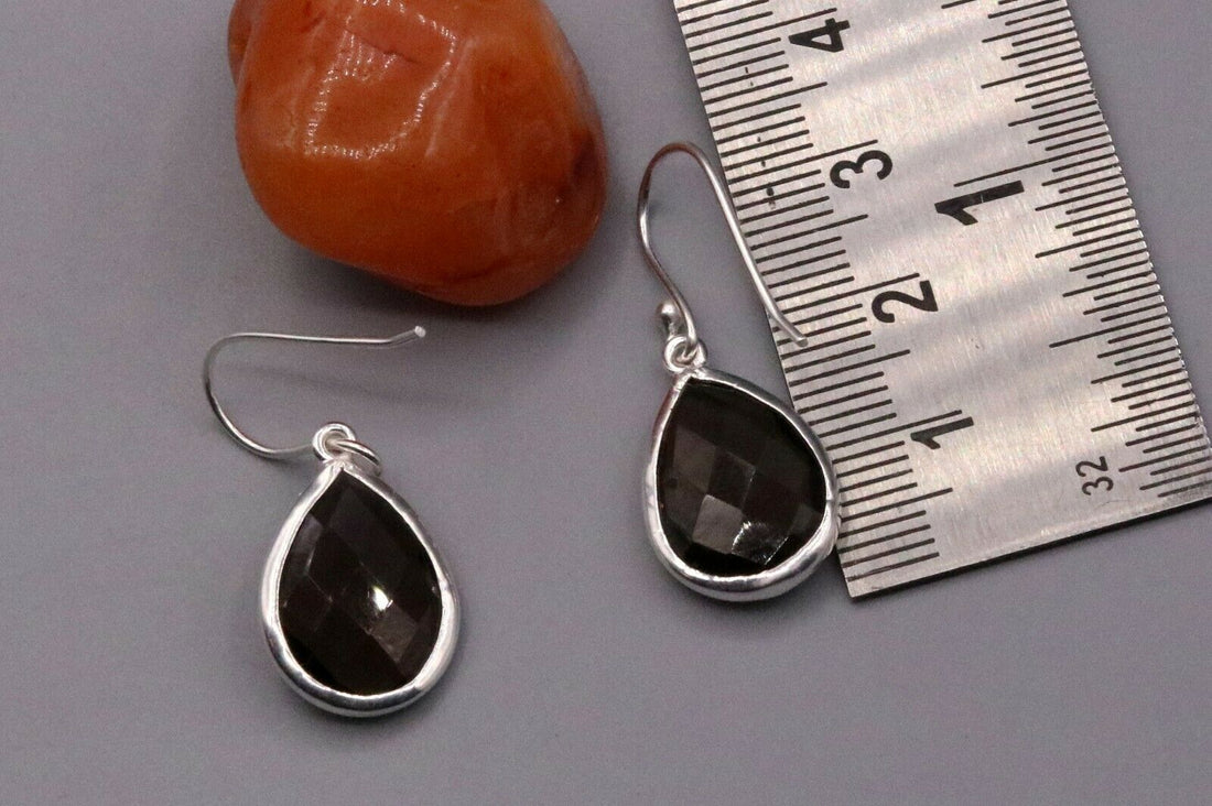 SUPER SMOKY QUARTZ STONE STUD 925 SILVER HOOPS DROP DANGLE EARRING JEWELRY s139 - TRIBAL ORNAMENTS