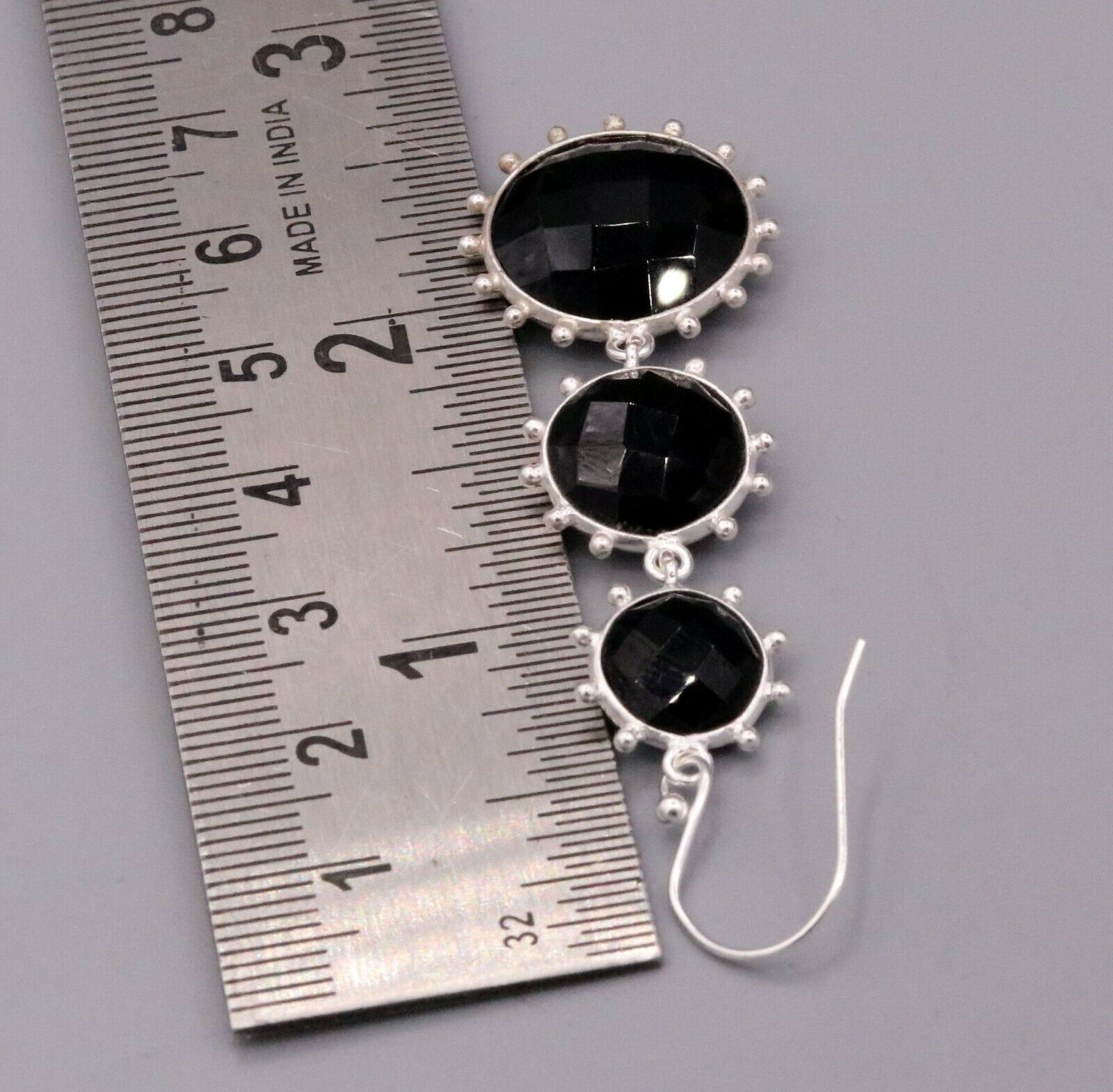 BLACK ONYX 925 SILVER HANDMADE EARRINGS DANGLING GORGEOUS JEWELRY GIRLS s174 - TRIBAL ORNAMENTS