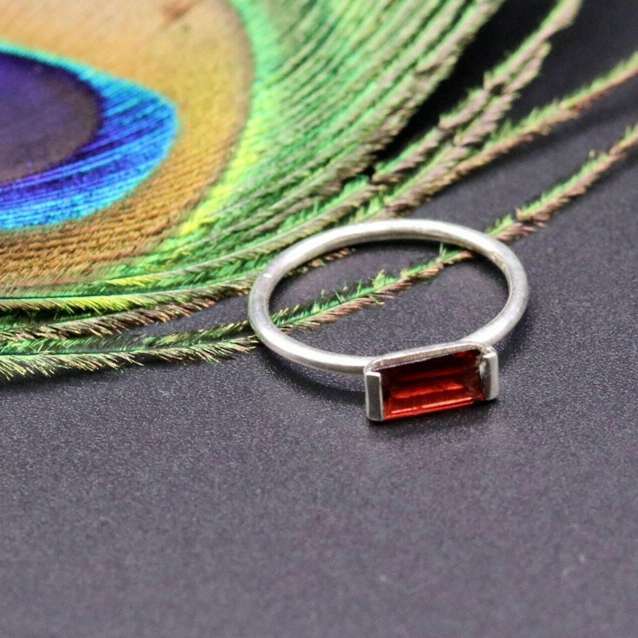 Red Garnet Ring, Silver Garnet Men's Ring - Shraddha Shree Gems