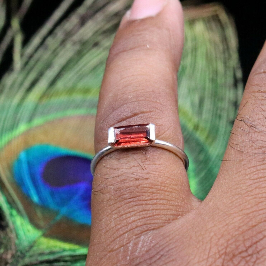 925 STERLING SILVER RED GARNET STONE RING UNISEX GIFTING BAND TINY RING sr189 - TRIBAL ORNAMENTS