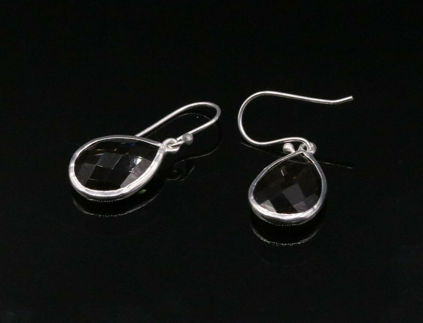 SUPER SMOKY QUARTZ STONE STUD 925 SILVER HOOPS DROP DANGLE EARRING JEWELRY s139 - TRIBAL ORNAMENTS