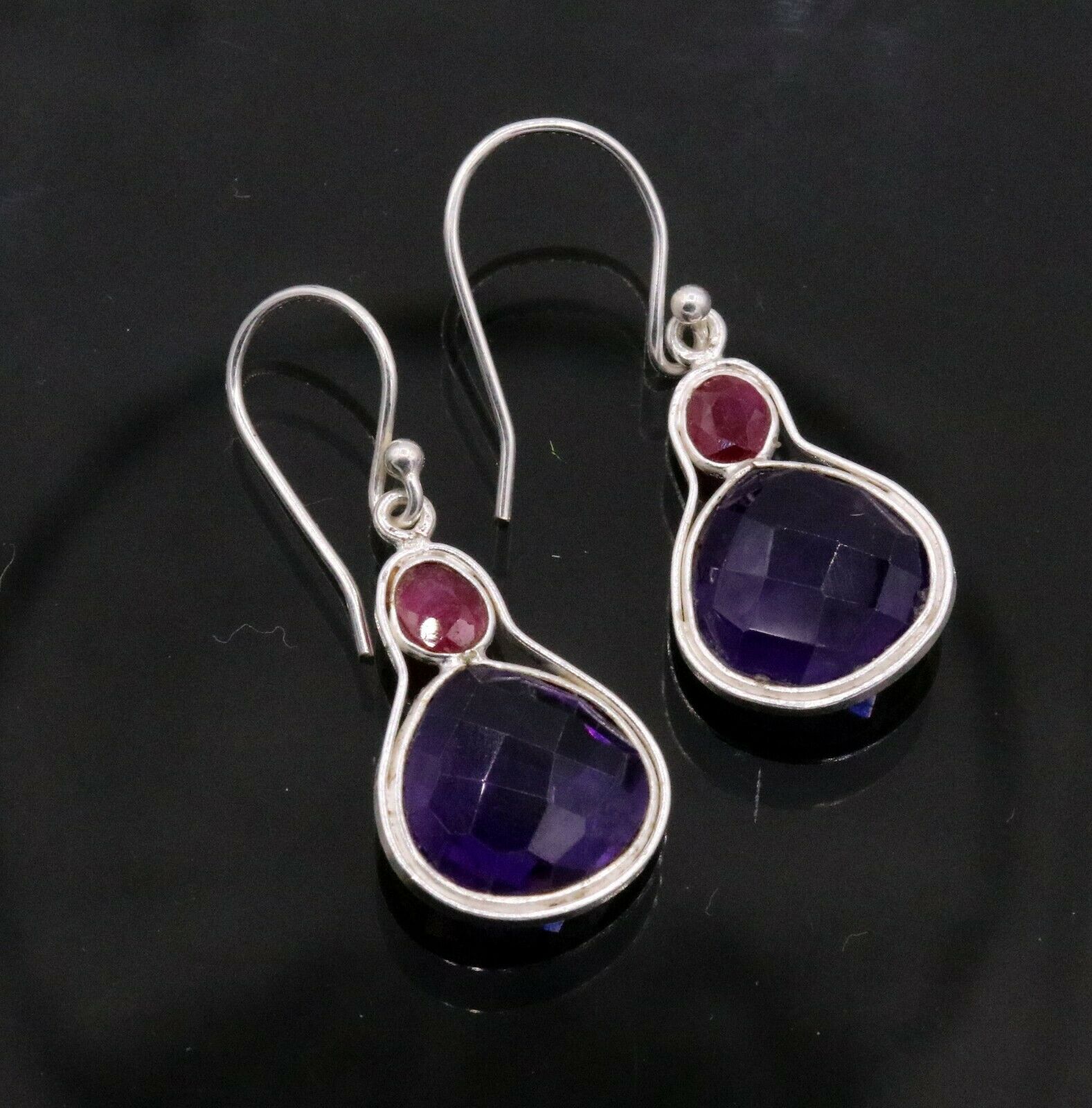 925 sterling silver amethyst light weight dangle earring