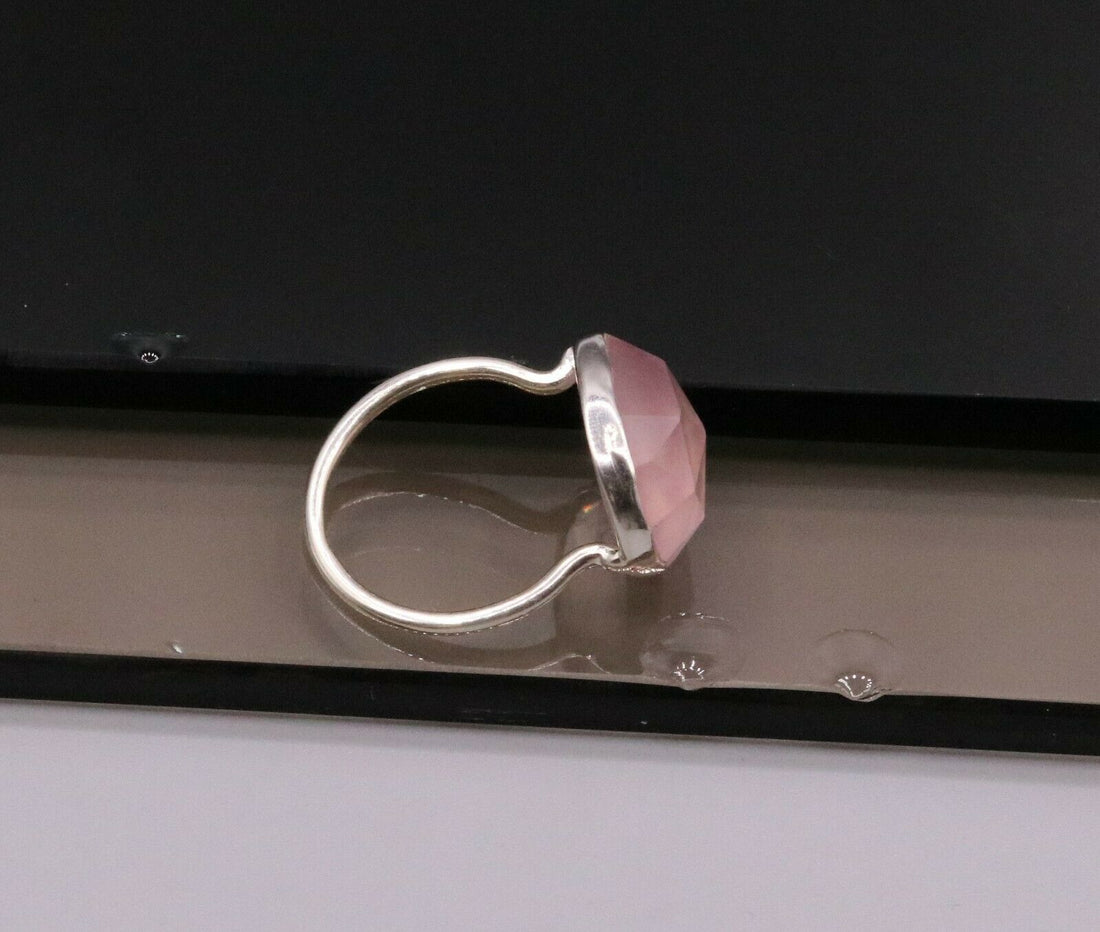 AWESOME PINK ROSE QUARTZ 925 SOLID SILVER HANDMADE RING BAND UNISEX sr118 - TRIBAL ORNAMENTS