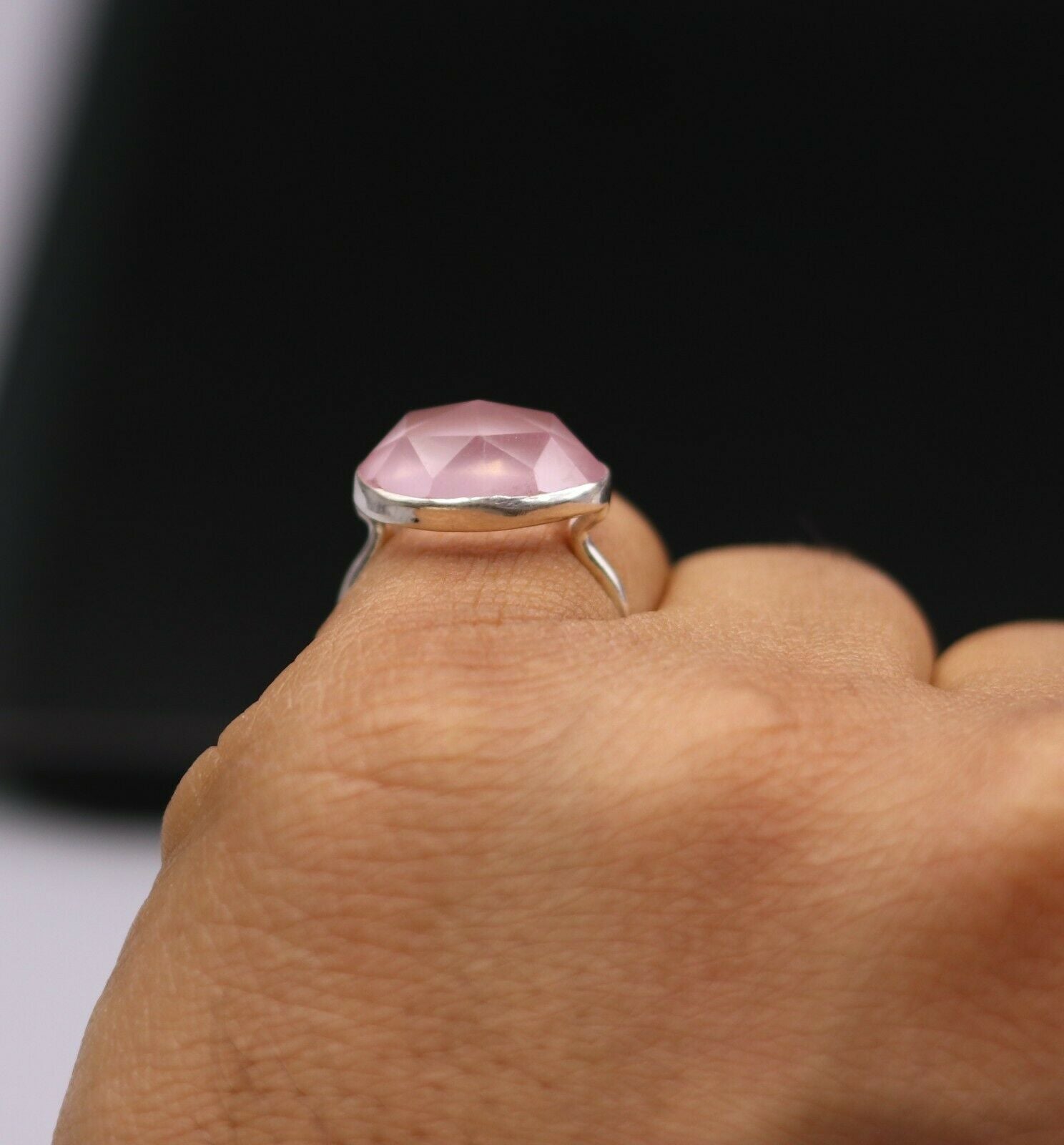 AWESOME PINK ROSE QUARTZ 925 SOLID SILVER HANDMADE RING BAND UNISEX sr118 - TRIBAL ORNAMENTS