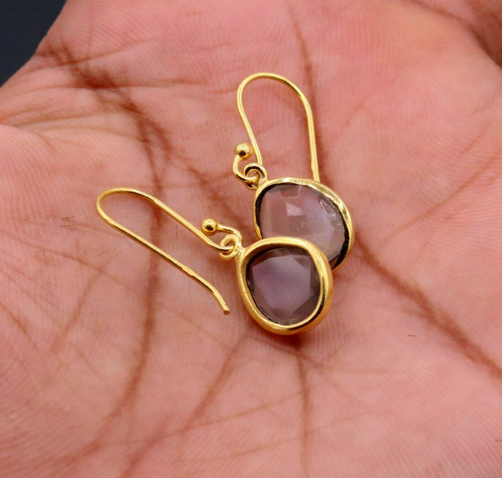 925 SOLID STERLING SILVER GOLD VERMEIL HOOPS EARRINGS ANTIQUE GIFTING S287 - TRIBAL ORNAMENTS