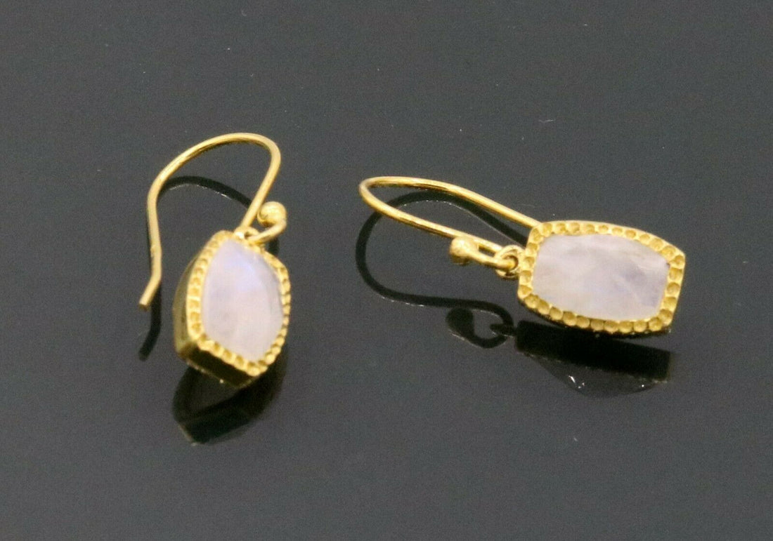 925 STERLING SILVER GOLD VERMEIL HOOPS EARRING PAIR ANTIQUE DESIGN JEWELRY S285 - TRIBAL ORNAMENTS