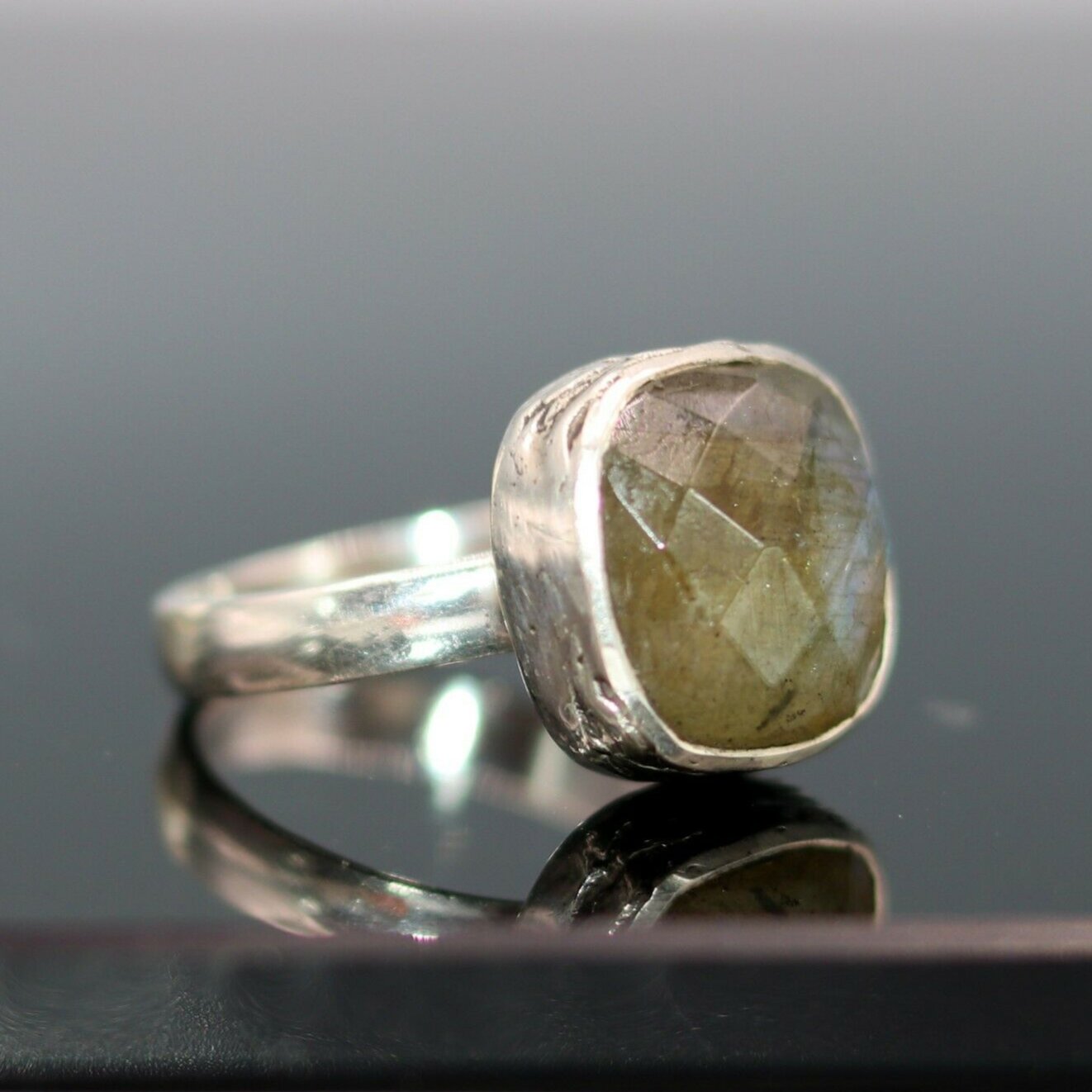 925 STERLING SOLID SILVER LABRADORITE FABULOUS STONE RING BAND UNISEX sr119 - TRIBAL ORNAMENTS