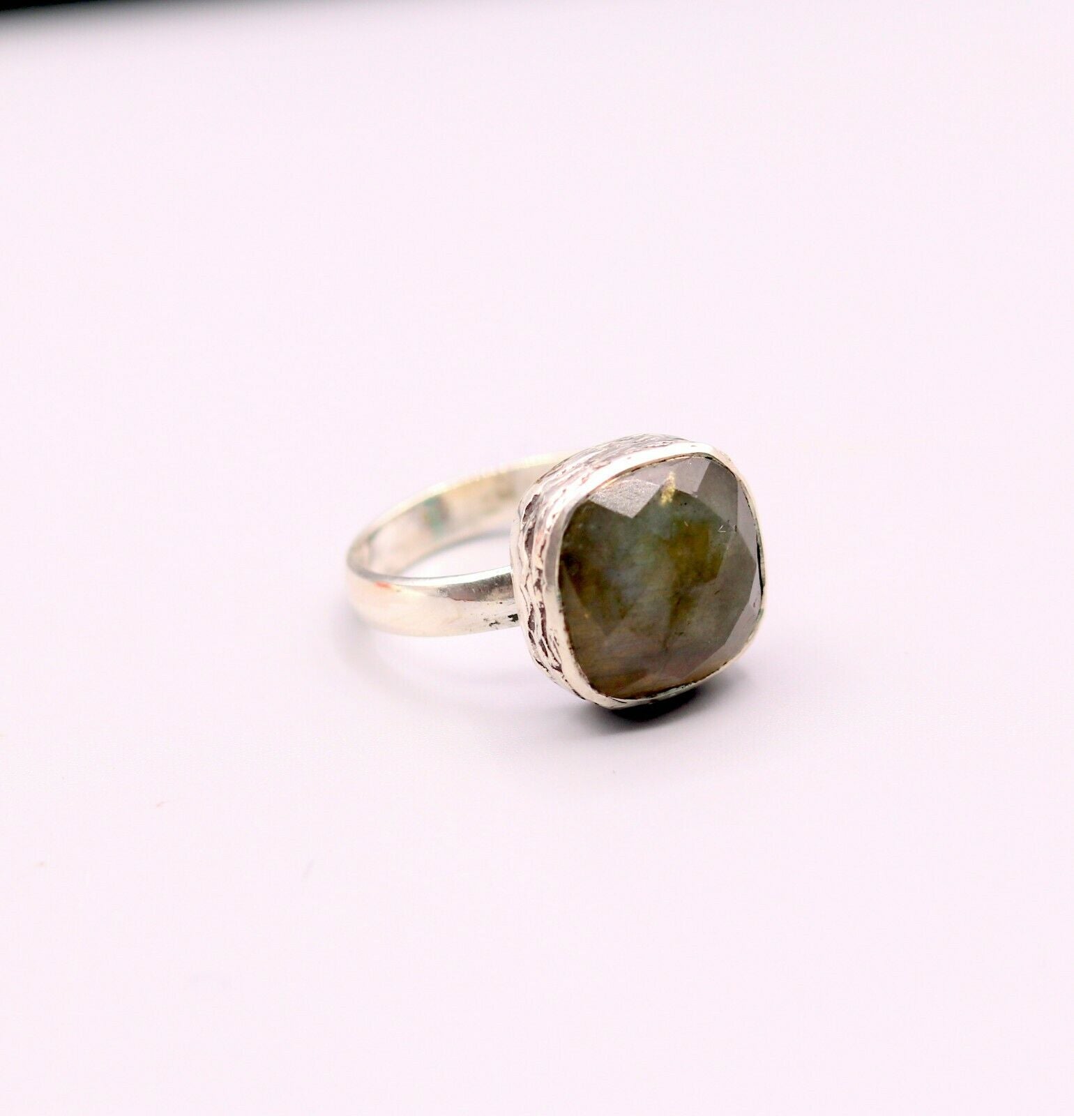 925 STERLING SOLID SILVER LABRADORITE FABULOUS STONE RING BAND UNISEX sr119 - TRIBAL ORNAMENTS