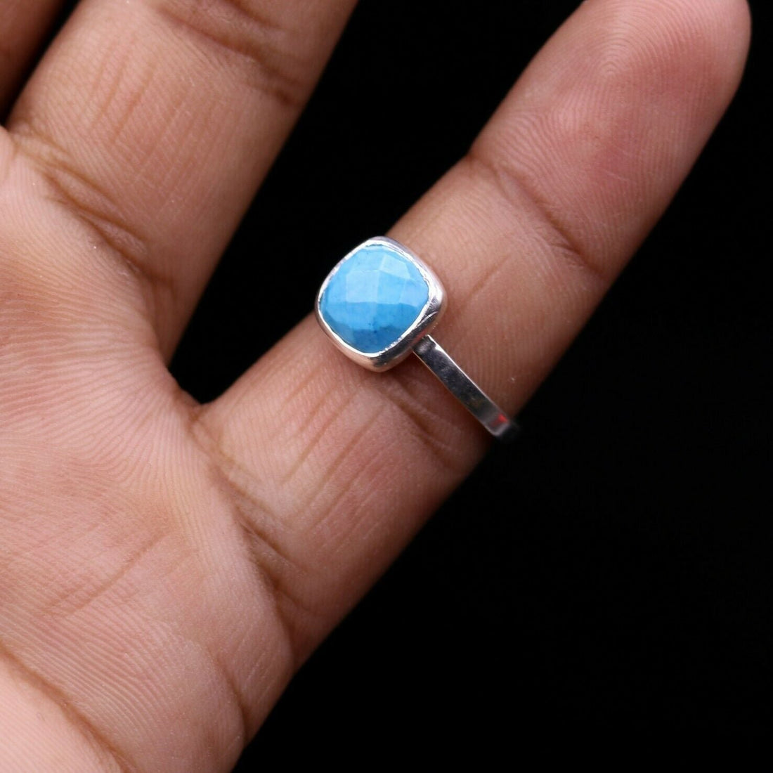 BLUE TURQUOISE STONE 925 SOLID SILVER UNISEX RING BAND GORGEOUS JEWELRY sr90 - TRIBAL ORNAMENTS