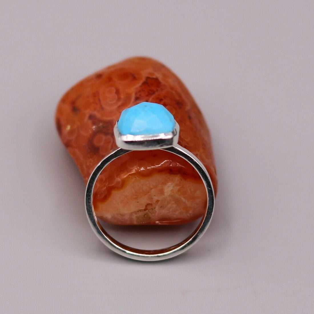 BLUE TURQUOISE STONE 925 SOLID SILVER UNISEX RING BAND GORGEOUS JEWELRY sr90 - TRIBAL ORNAMENTS