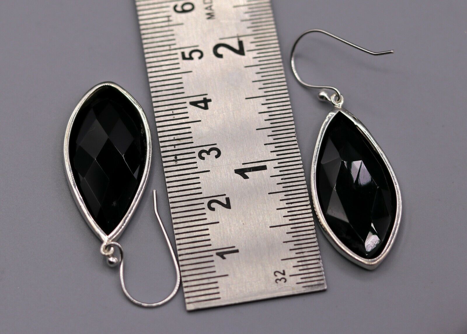 EXCELLENT GIFTING JEWELRY BLACK ONYX 925 SILVER HOOPS DROP DANGLE EARRING s129 - TRIBAL ORNAMENTS