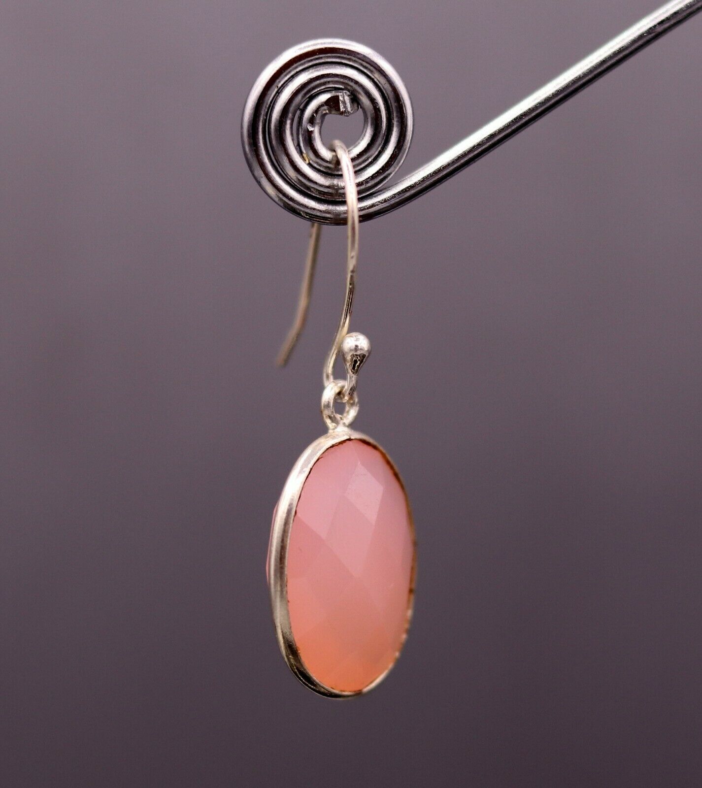 SIMPLE 925 SILVER HANDMADE EARRINGS DANGLING PINK ROSE QUARTZ GIFTING s-177 - TRIBAL ORNAMENTS