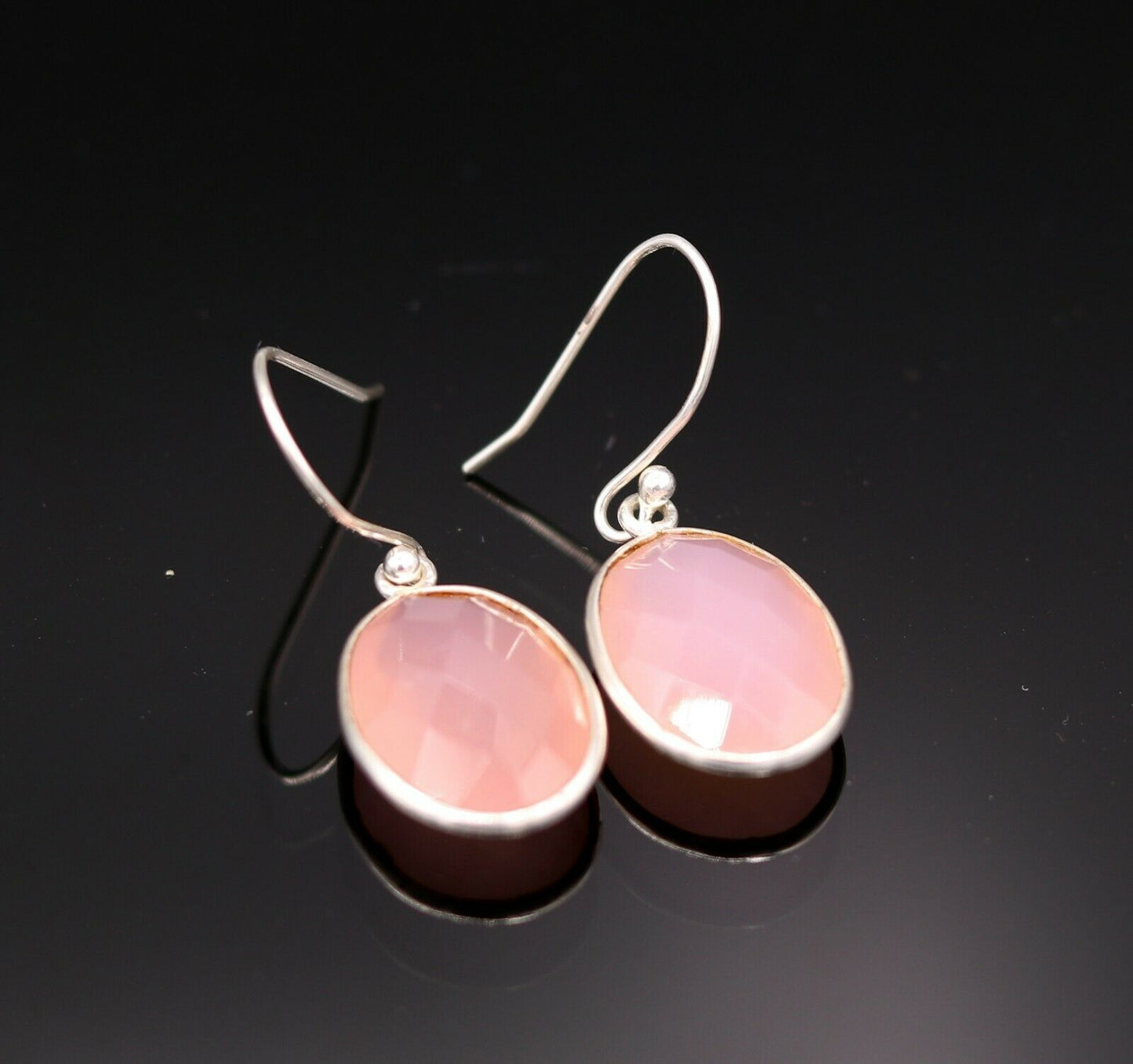 SIMPLE 925 SILVER HANDMADE EARRINGS DANGLING PINK ROSE QUARTZ GIFTING s-177 - TRIBAL ORNAMENTS