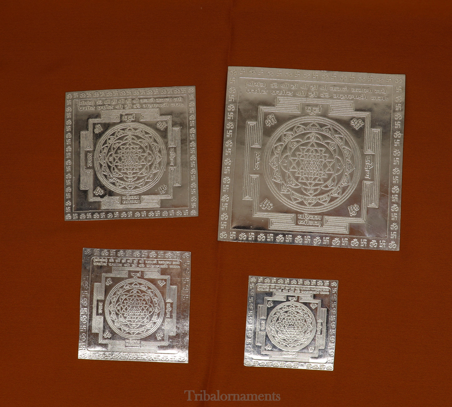 Pure silver Shri Laxmi Yantram, MahaLaxmi Yantra, shree yantram for home temple puja, silver puja articles su531 - TRIBAL ORNAMENTS